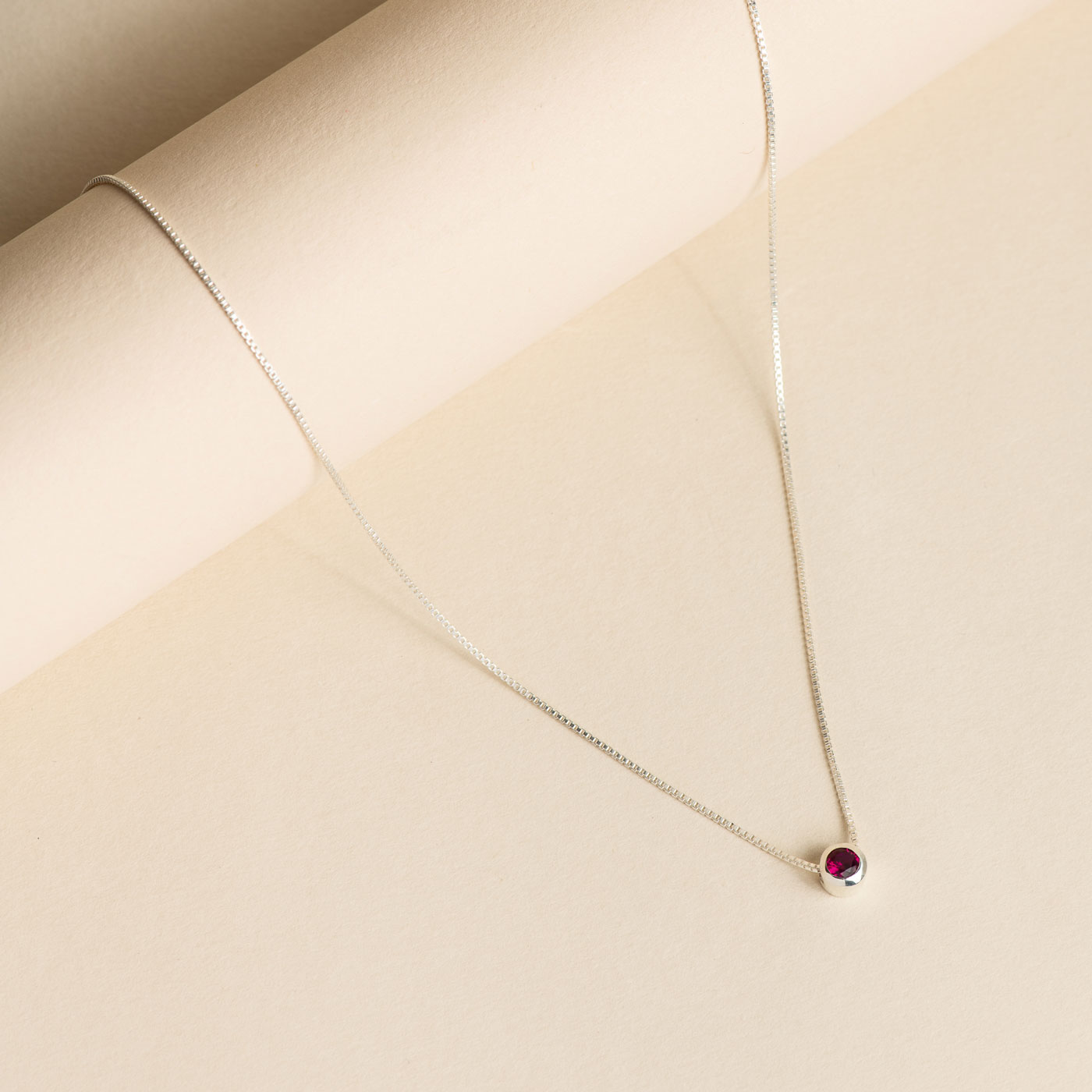 Bezel Lab Grown Gemstone Necklace