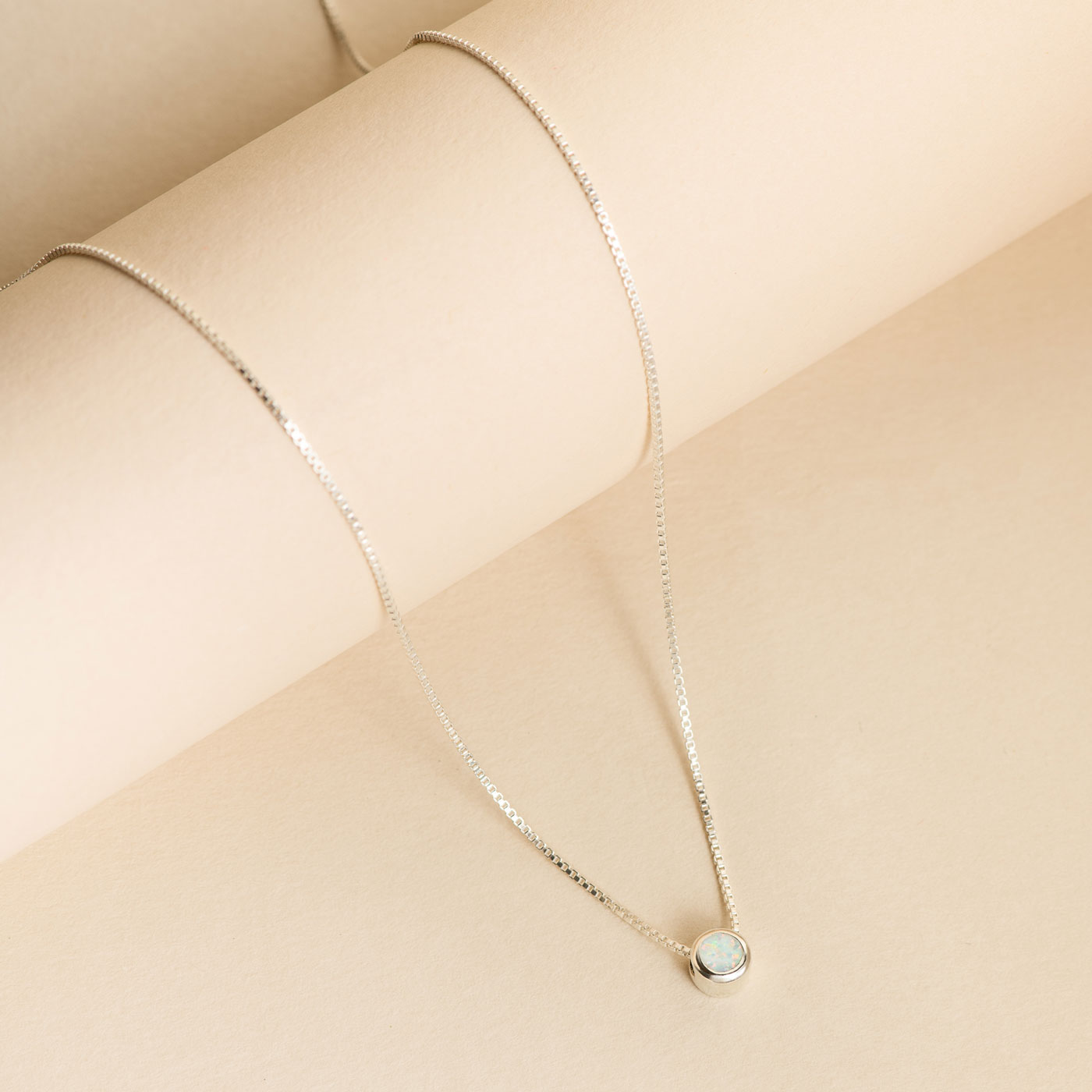 Bezel Lab Grown Gemstone Necklace