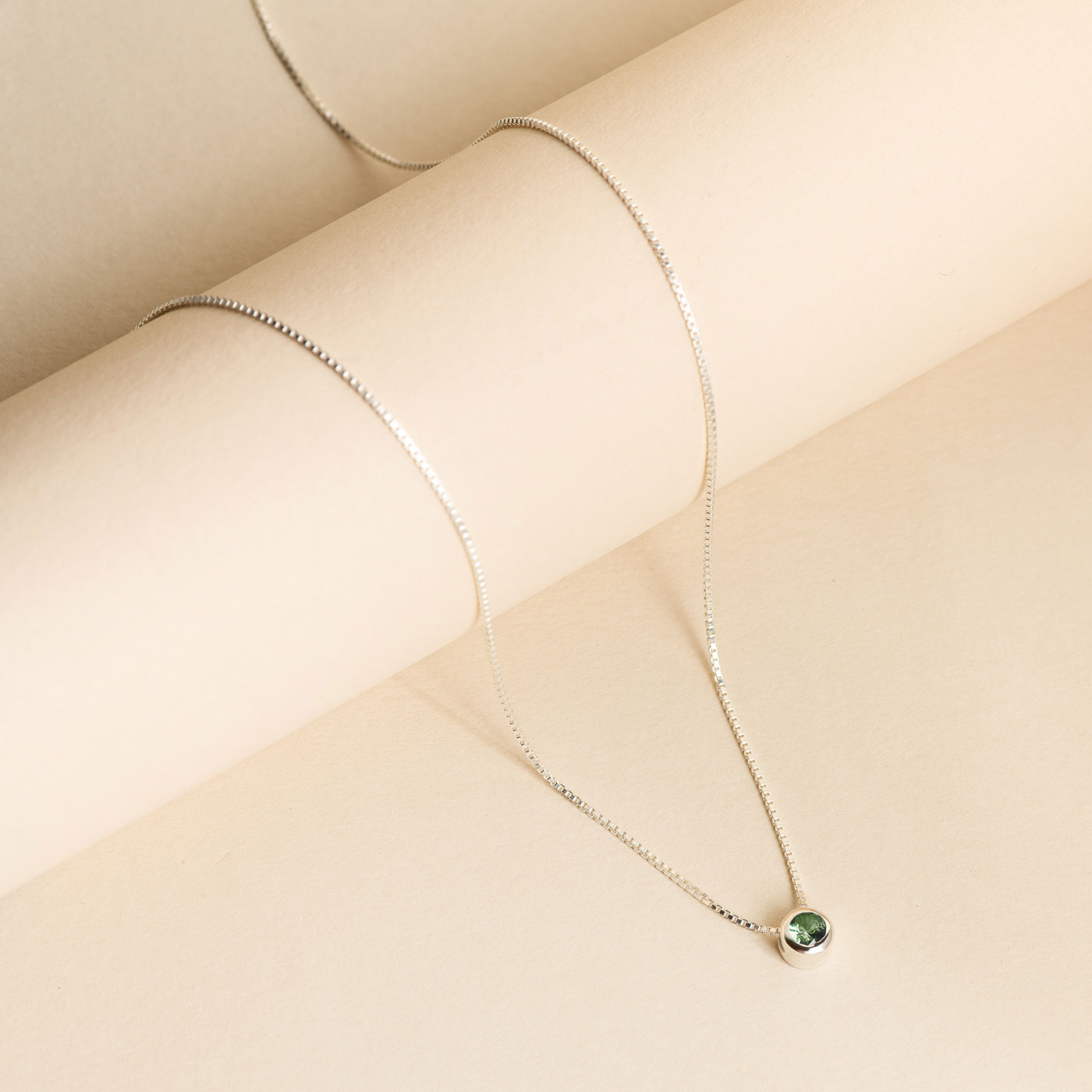 Bezel Lab Grown Gemstone Necklace