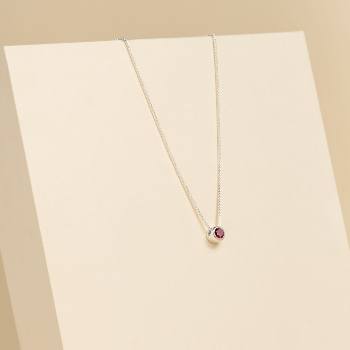 Bezel Lab Grown Gemstone Necklace