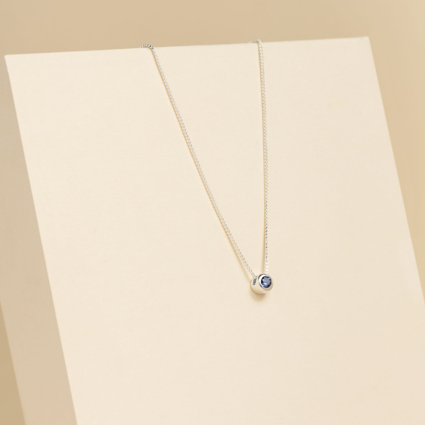 Bezel Lab Grown Gemstone Necklace
