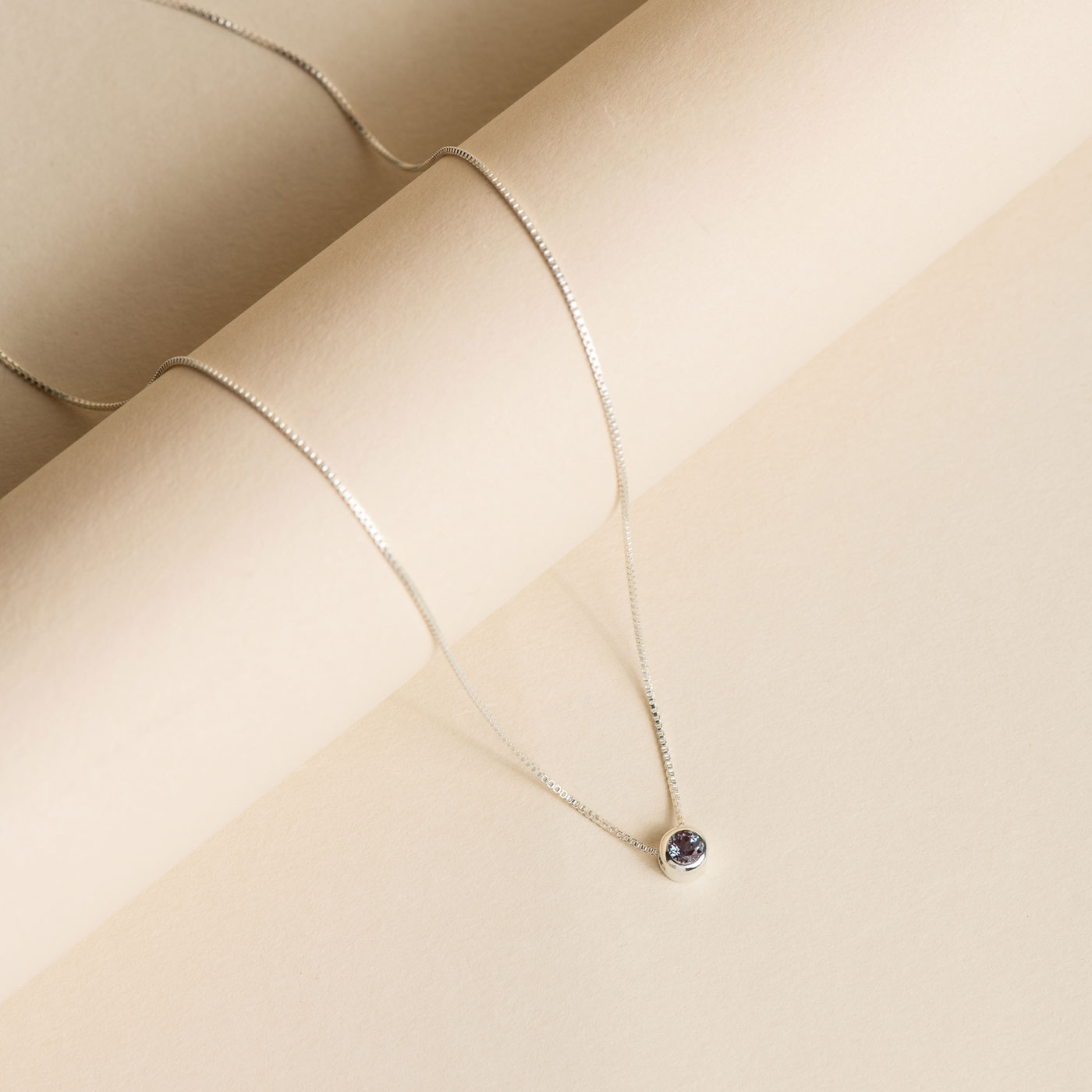 Bezel Lab Grown Gemstone Necklace
