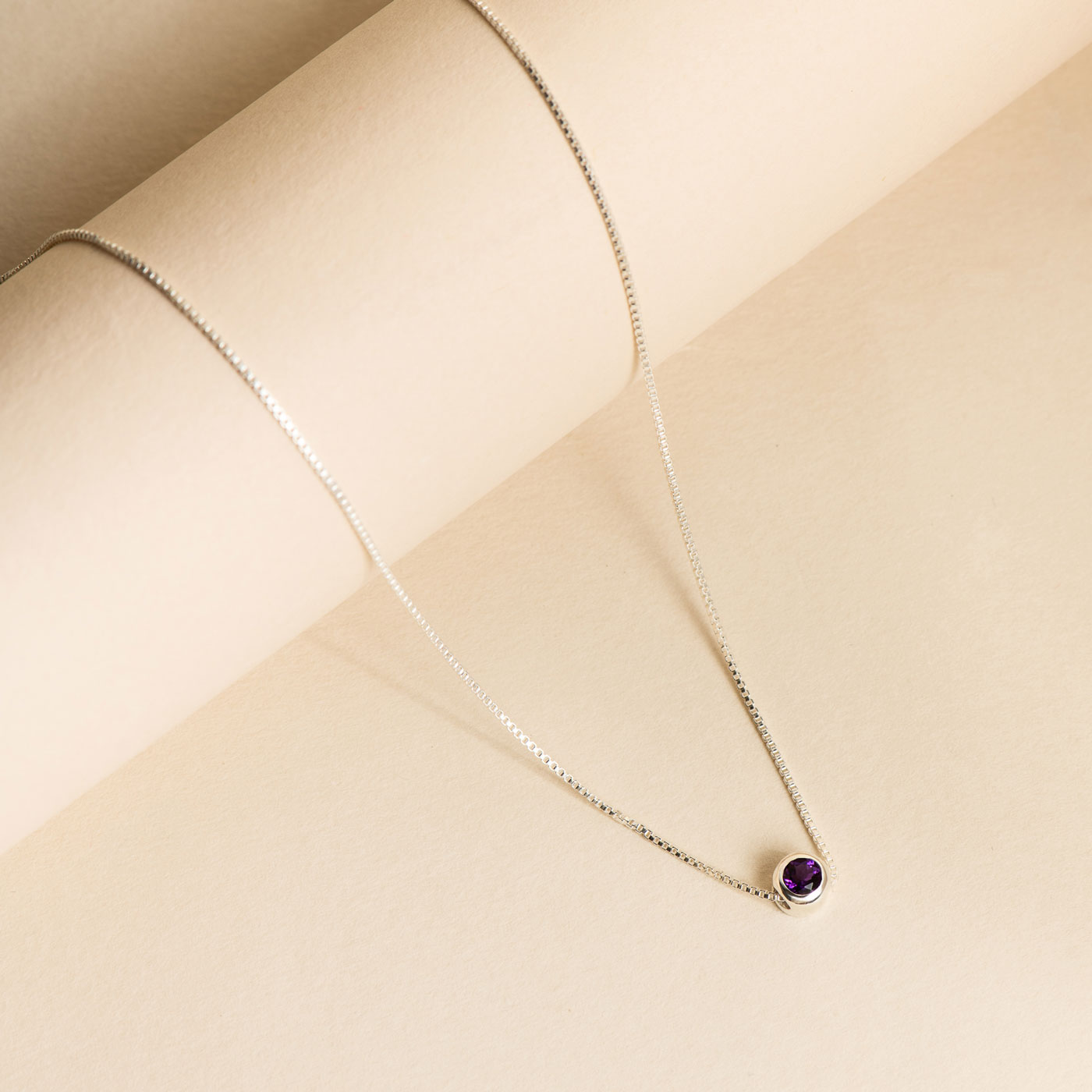 Bezel Lab Grown Gemstone Necklace