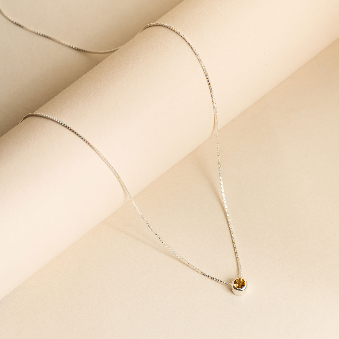 Bezel Lab Grown Gemstone Necklace