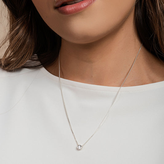 Bezel Lab Grown Gemstone Necklace
